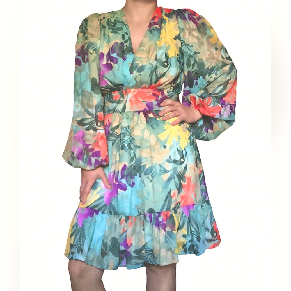 Alex Marie Simone Floral Tie Waist Tiered Midi Dress | 2